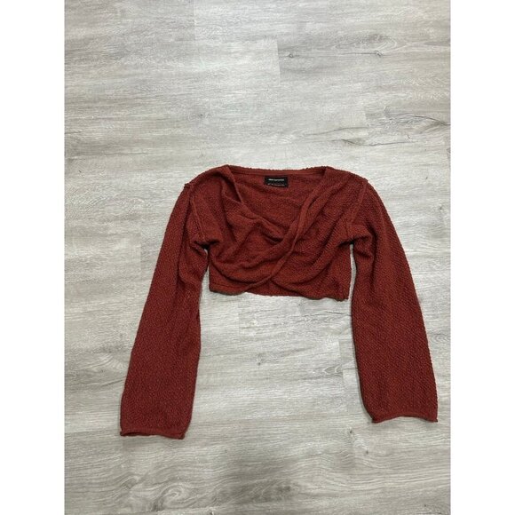 Urban Outfitters Laney Twist-Front Cropped Red Sweater Women's Size Small - Picture 2 of 5